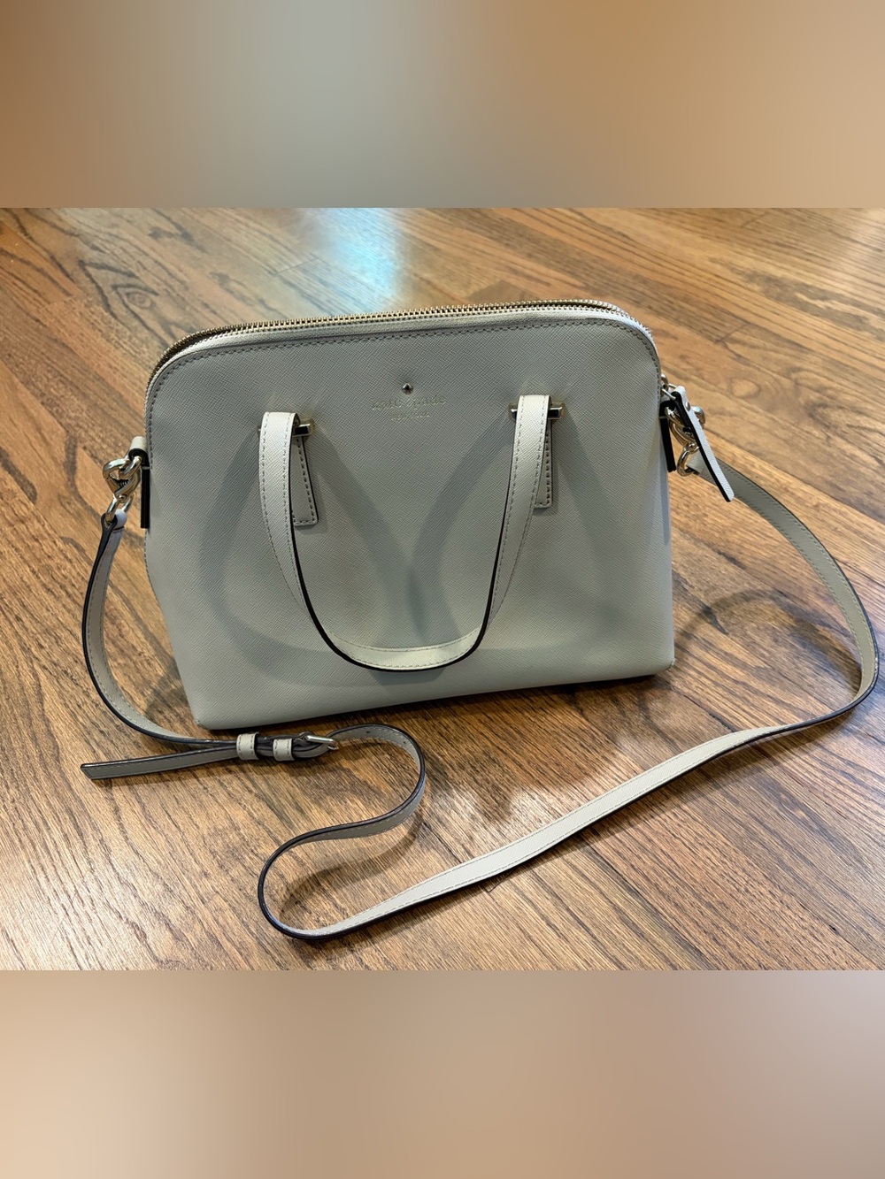 kate spade Light Stone Leather Satchel with Crossbody Strap